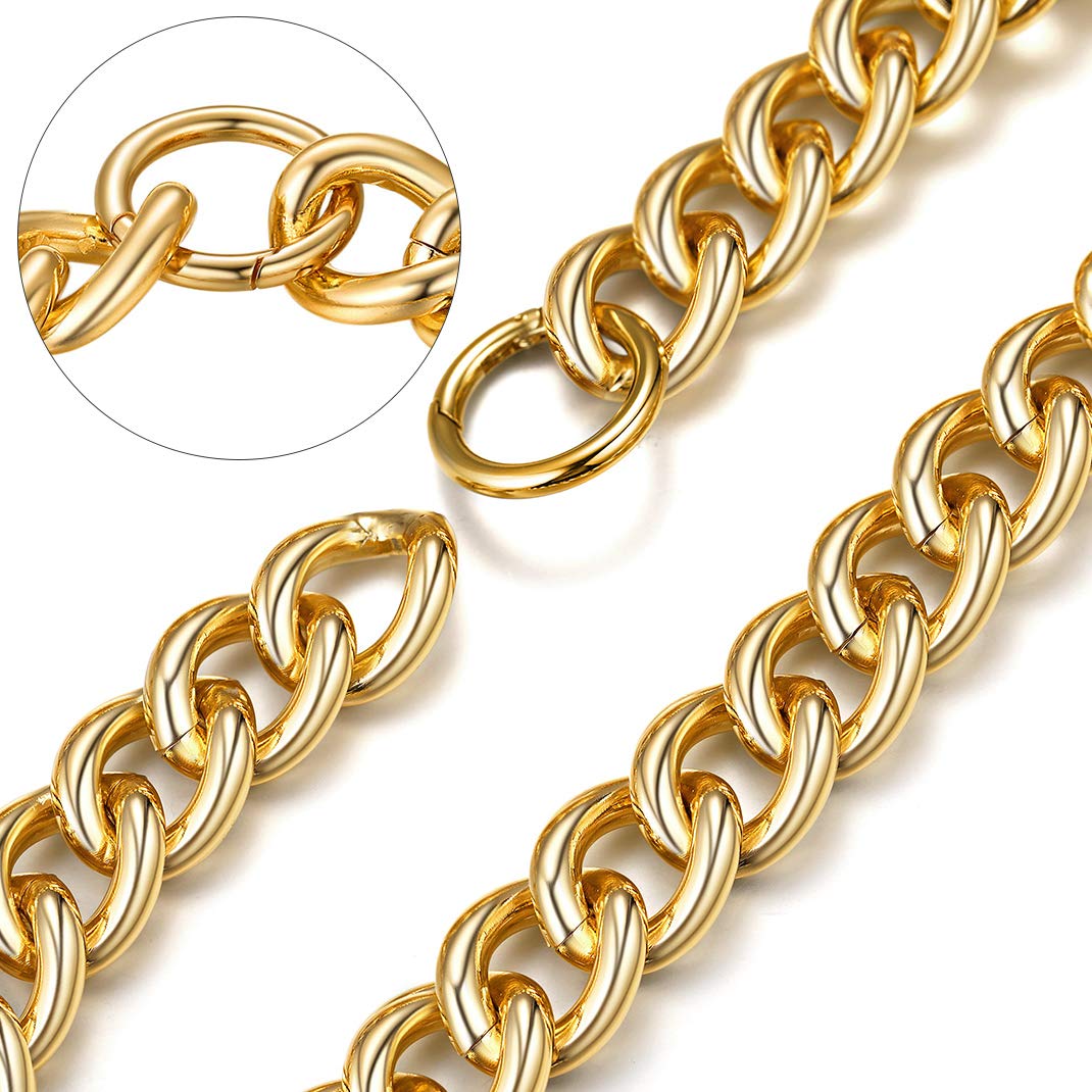 GOLDCHIC JEWELRY Oversized Chain for Women, 23mm Punk Chunky Chainlink Choker Necklace, Gold Cuban Link 20'' Choker for Wife