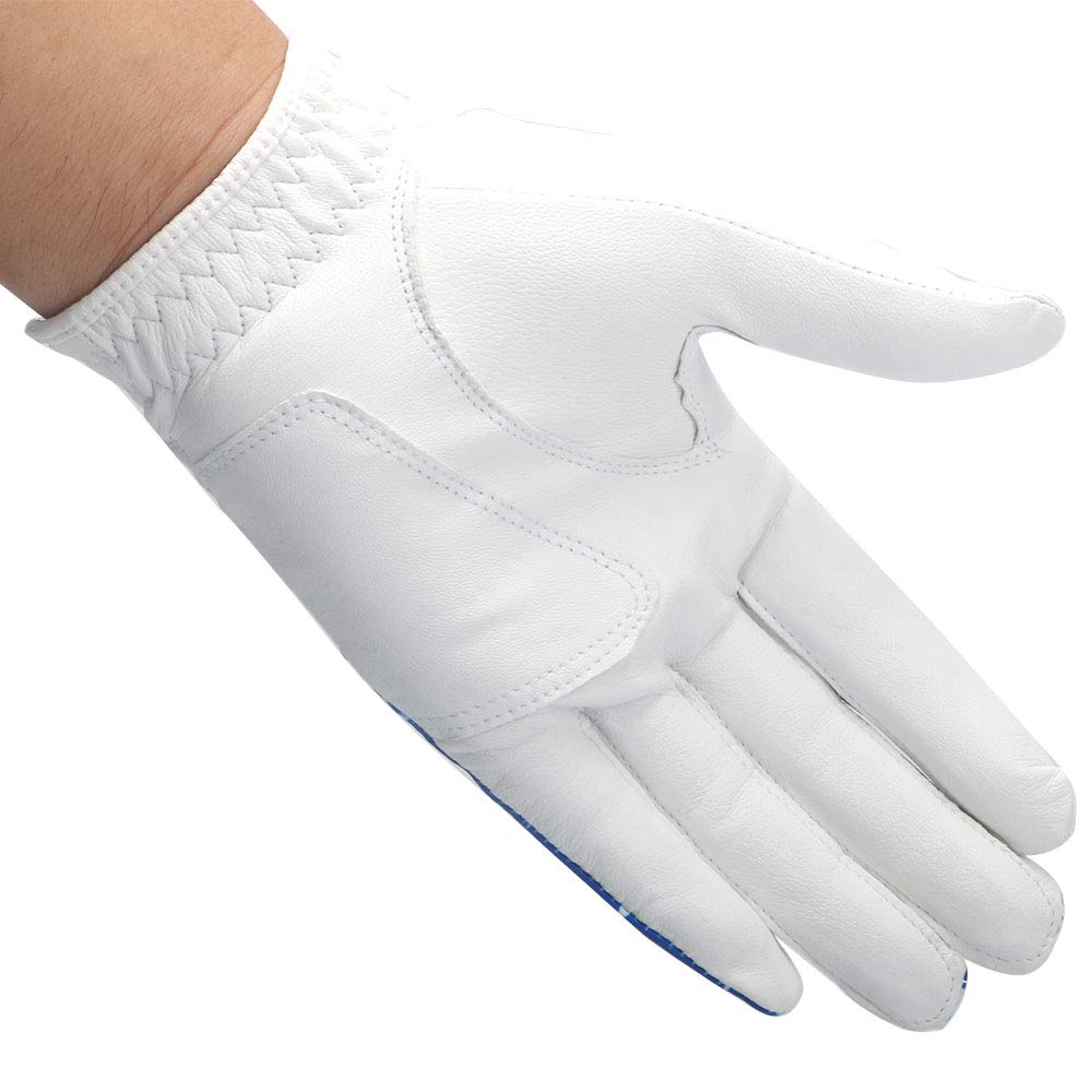 wosofe Golf Gloves Men's Left Hand Cabretta Leather with Score Counter USA Flag White Soft Breathable Professional Mini