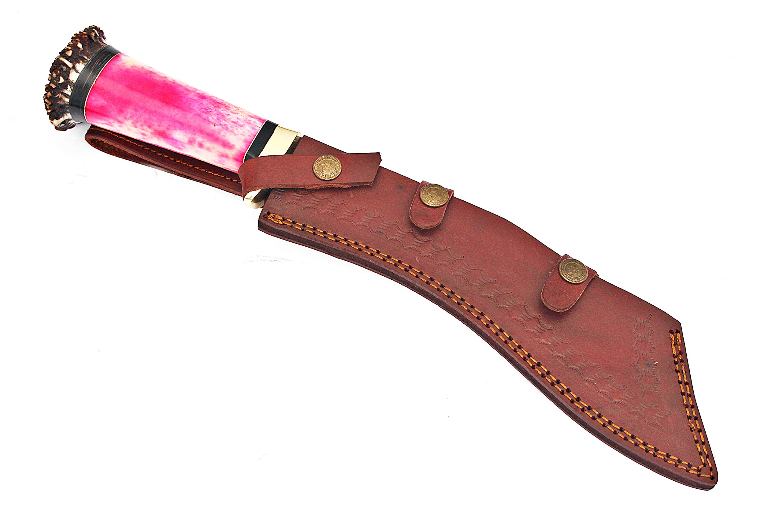 FAYYAZ BROTHERS Custom Made Damascus Steel Hunting Knife/Kukri Knife FBK-18730 (Red Colored Bone)