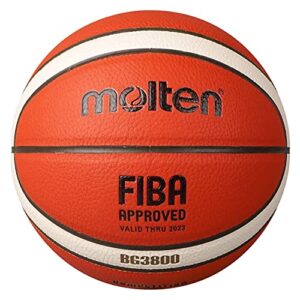 molten bg3800 basketball, indoor, fiba approved, composite leather, size 5, orange/ivory, suitable for boys age 7, 8, 9, 10 & 11, girls age 12 & 13