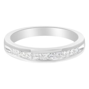 haus of brilliance .925 sterling silver 1/2 cttw princess-cut diamond channel-set half-eternity wedding or anniversary band ring (h-i color, i2 clarity) - size 7