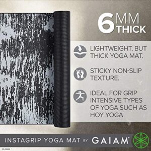 Gaiam Yoga Mat - 6mm Insta-Grip Extra Thick & Dense Textured Non Slip Exercise Mat for All Types of Yoga & Floor Workouts, 68" L x 24" W x 6mm Thick, Obsidian