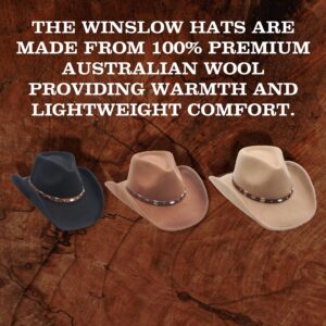 Silver Canyon Winslow Western Wool Cowboy Hat, Wool, Shapeable, Water Repellent, Pecan, Size X-Large