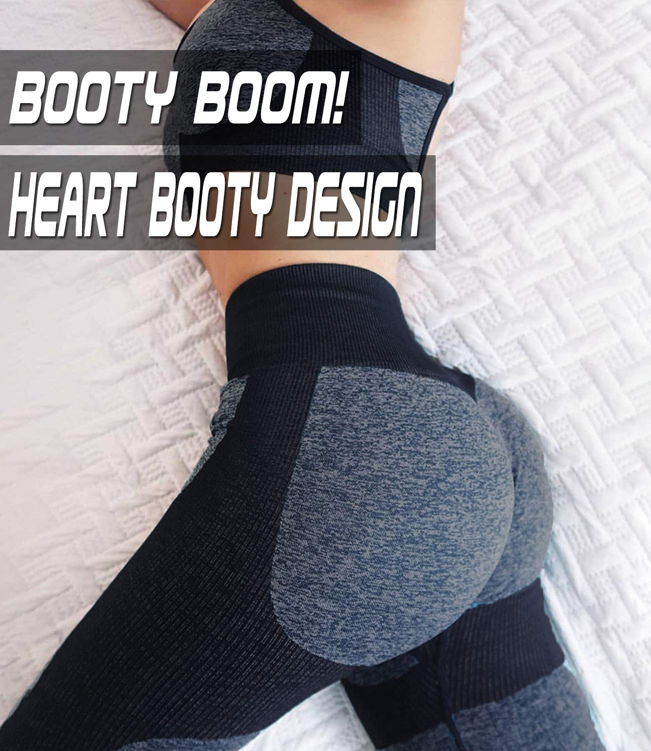 KIWI RATA Women's High Waist Active Seamless Compression Fitness Leggings Running Workout Slim Butt Lift Yoga Pants (#1 Heart Booty Black, Medium)