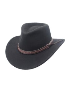 sturgis crushable wool felt outback western style cowboy hat by silver canyon, black