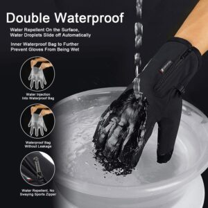 Jeniulet 100% Waterproof Winter Gloves -30℉ Warm Windproof All Fingers Touch Screen Gloves for Men Skiing and Outdoor Work