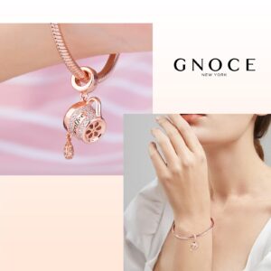 GNOCE Rose Gold Coffee Cup Pendant Charms for Bracelet/Necklace 925 Sterling Silver Dangle Charms For Women Mom Daughter Wife Jewelry Gift