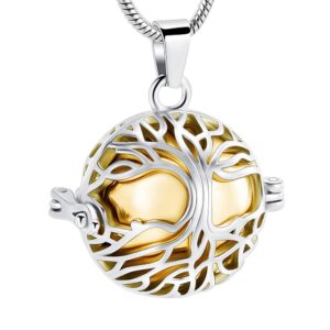 Cremation Locket Necklace for Ashes - Tree of Life Cremation Necklace Hold Mini Memorial Urn Keepsake Jewelry for Women Men (Gold)