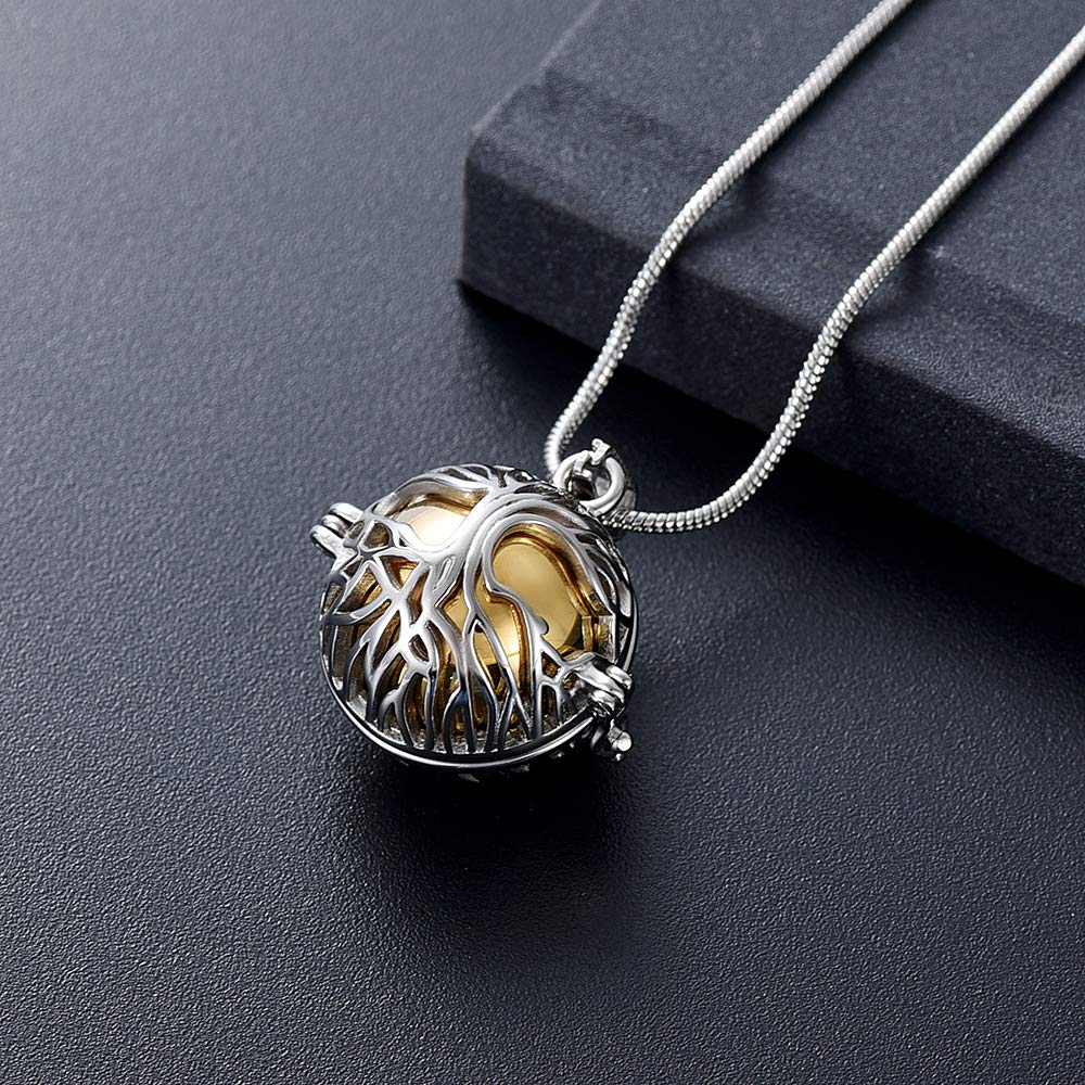 Cremation Locket Necklace for Ashes - Tree of Life Cremation Necklace Hold Mini Memorial Urn Keepsake Jewelry for Women Men (Gold)