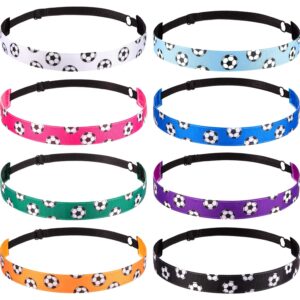 SATINIOR 8 Pcs Soccer Headband for Girl Non Slip Soccer Hairband Adjustable Elastic Sport Hair Accessories for Women Players Fans