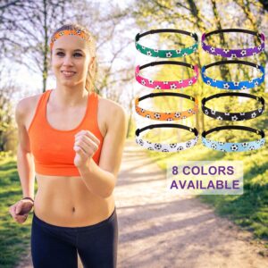 SATINIOR 8 Pcs Soccer Headband for Girl Non Slip Soccer Hairband Adjustable Elastic Sport Hair Accessories for Women Players Fans