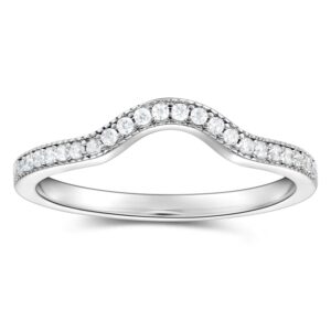 espere Sterling Silver Curved Wedding Band Ring Enhancer Pave Arched Rings