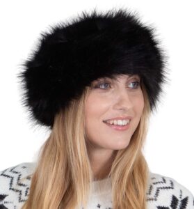 brook + bay faux fur headband for winter - furry headbands for women, fluffy headwarmer, furry crown, earwarmer headband