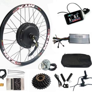 NBPOWER Color Display, Electric Bike Conversion Kit 52V 2000W Rear Motor Wheel Bicycle Kit with Sine Wave Controller, 7 Speed flywheel (24inch)