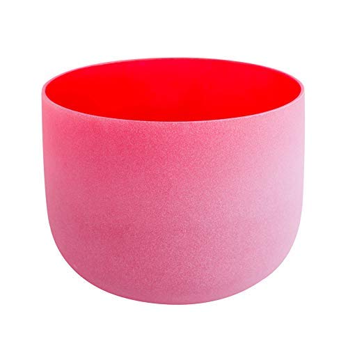 ENERGYSOUND 432Hz Perfect Pitch C Note Root Chakra Red Colored Frosted Quartz Crystal Singing Bowl 10 inch mallet & o-ring included