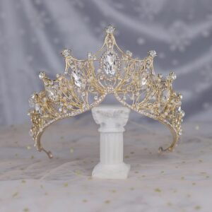 Women Baroque Queen Crown, Gold Princess Tiaras and Crowns Wedding Tiara and Crown for Bride Crowns for Women Adult and Girls - Prom Birthday Halloween