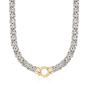 Ross-Simons Sterling Silver Byzantine Necklace With 14kt Yellow Gold. 18 inches