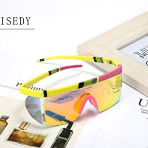 FEISEDY Oversized Mirror Shield Sport 80s Sunglasses Ski Goggles Flat Top One Piece Futuristic Visor Women Men B2522