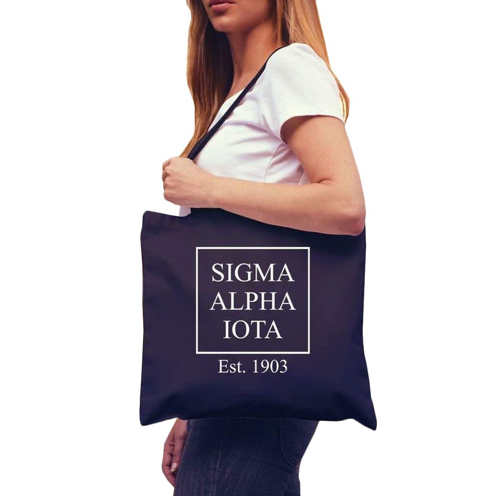 Greekgear Sigma Alpha Iota Box Tote Bag Purple