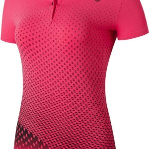 Sportides Women's Sport Polo Tee Shirt Tshirt T-Shirt Short Sleeve Poloshirt Golf Tennis Badminton Bowling SWT251_RoseRed_XL