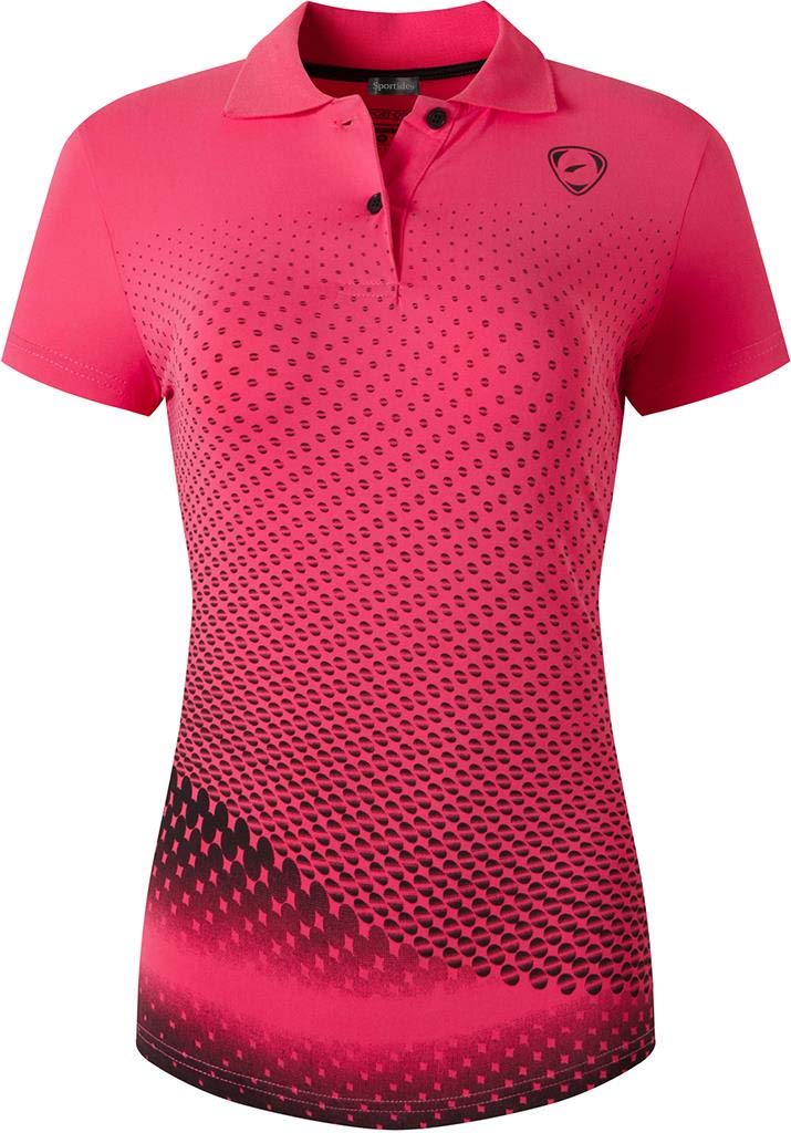 Sportides Women's Sport Polo Tee Shirt Tshirt T-Shirt Short Sleeve Poloshirt Golf Tennis Badminton Bowling SWT251_RoseRed_XL