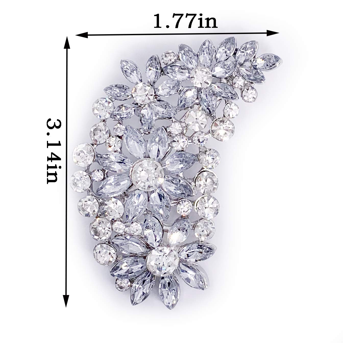 LAXPICOL Vintage Clear Austrian Crystal Flower Leaf Bouquet Clusters Large Big Brooch Pin for Women Wedding Broach