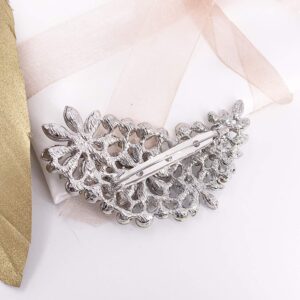 LAXPICOL Vintage Clear Austrian Crystal Flower Leaf Bouquet Clusters Large Big Brooch Pin for Women Wedding Broach