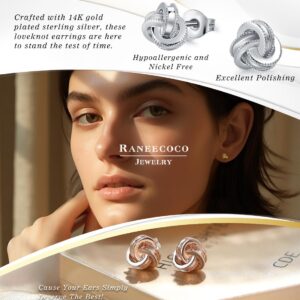 Gold Plated Sterling Silver Studs Love Knot Earrings For Women | Hypoallergenic & Nickle Free Jewelry for Sensitive Ears (10, white-gold-plated-silver)