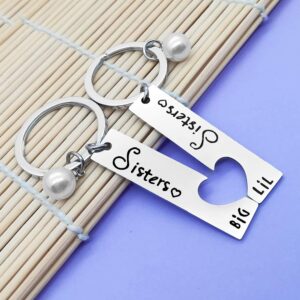 Big Sis Lil Sis Matching Keychain Set of 2 Gift for Big Sister Little Sister Best Friend Sister Gift for Big Sis Lil Sis from Sister Friendship Keychain Sister Keychains Family Jewelry