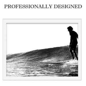 Surf Crusing Down The Line On a Retro Single Fin At Tea Tree Bay Australia, Minimalist Ready to Frame Surf Wall Art Print 14x11, Ideal for Surfers, Surf Lovers and Cool Modern Beach House Decor