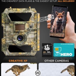 CREATIVE XP Cellular Trail Cameras WiFi 12MP 1080P Outdoor Game Camera with No-Glow Night Vision Motion Activated IP54 Waterproof for Wildlife Hunting or Property Security, 32G SD Memory Card