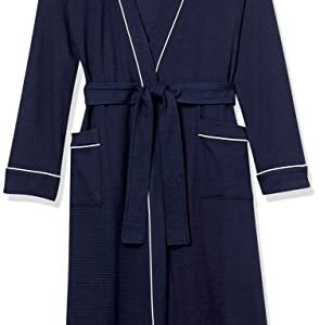 Amazon Essentials Women's Lightweight Waffle Full-Length Robe (Available in Plus Size), Navy, Medium