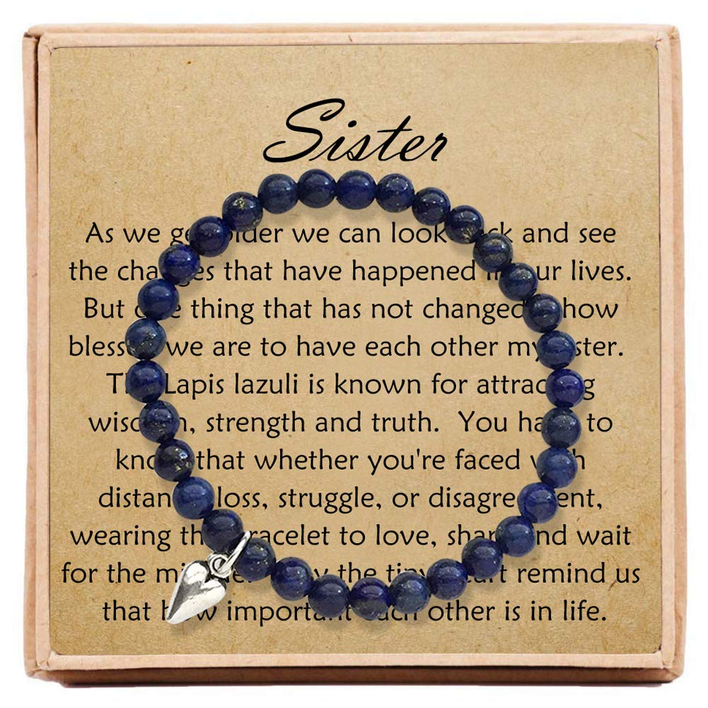 OFGOT7 Gifts for Sister Bracelets for Women Birthday Christmas – Bead Bracelet with Message Card & Gift Box - Sister Gifts from Sister