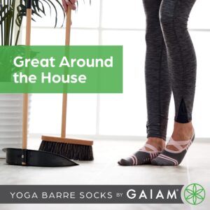 Gaiam Yoga Barre Socks - Grippy Non Slip Sticky Toe Grip Accessories for Women & Men - Pure Barre, Hot Yoga, Pilates, Ballet, Dance, Home - Indigo