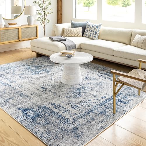 Livabliss Desta Vintage Oriental Area Rug,7'10" x 10'2",Blue/White