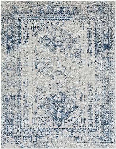 Livabliss Desta Vintage Oriental Area Rug,7'10" x 10'2",Blue/White