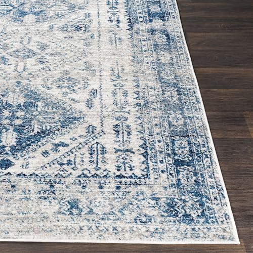 Livabliss Desta Vintage Oriental Area Rug,7'10" x 10'2",Blue/White