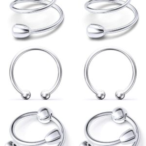 Ftovosyo Non-Piercing Nipplerings for Women Adjustable Fake Nipple Rings Piercing 316L Stainless Steel Faux Nipple Jewelry 3 Pairs Silver-tone