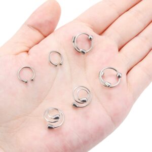 Ftovosyo Non-Piercing Nipplerings for Women Adjustable Fake Nipple Rings Piercing 316L Stainless Steel Faux Nipple Jewelry 3 Pairs Silver-tone