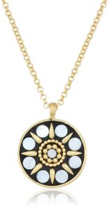 lucky brand gold-tone hammered mother-of-pearl pendant necklace, 18" + 2" extender