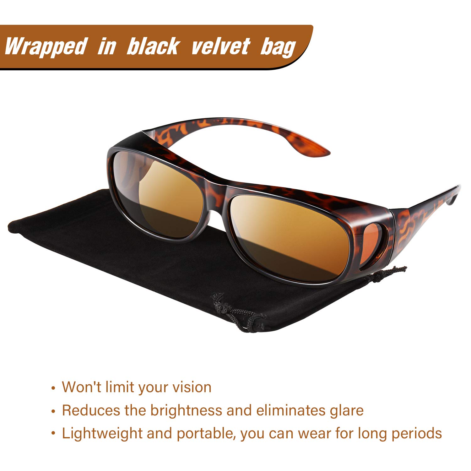 Frienda 3Pcs Fit Over Sunglasses Men Women Polarized Lens Wrap Over Glasses Driving Sport Oversize Eyeglasses (Classic Color)