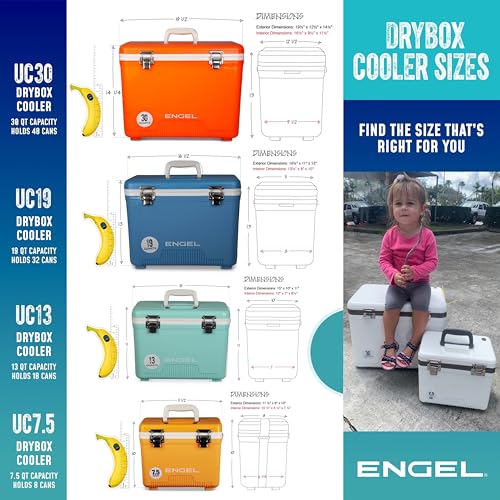 Engel UC7 7.5qt Leak-Proof, Air Tight, Drybox Cooler and Small Hard Shell Lunchbox for Men and Women in Silver