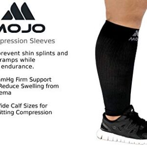 Mojo - Compression Socks Footless for Women and Men 20-30mmHg - Big and Tall Medical Leg Compression Sleeve for Flying, Nurses, Travel Circulation - Black, 3X-Large - A604