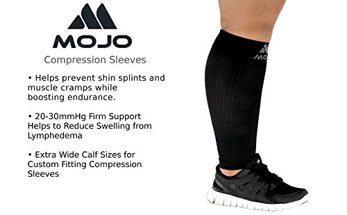 Mojo - Compression Socks Footless for Women and Men 20-30mmHg - Big and Tall Medical Leg Compression Sleeve for Flying, Nurses, Travel Circulation - Black, 3X-Large - A604