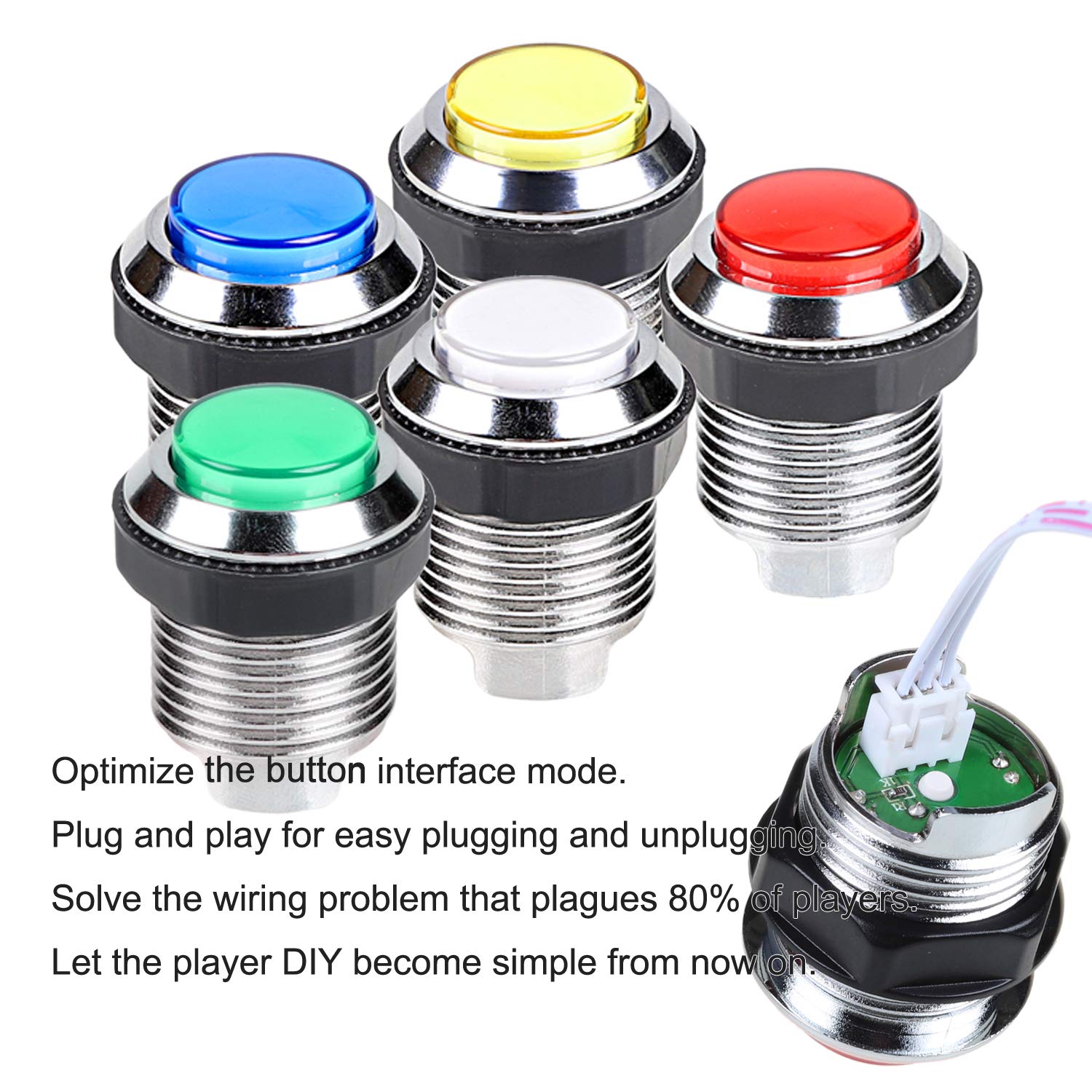 EG STARTS 4 Player LED Arcade DIY Kit USB MAME PC Game DIY & Raspberry Pi Retro Controller DIY Including 4x Arcade Joystick, 40x LED Chrome Arcade Buttons 4x Zero Delay USB Encoder