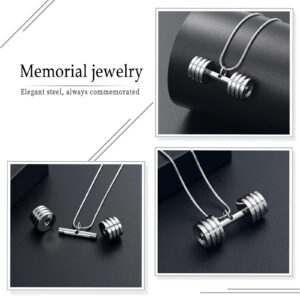 Cremation Jewelry for Ashes Stainless Steel Barbell Pendant Urn Necklace for Ashes for Men Women Dumbbell Keepsake Jewelry