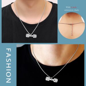 Cremation Jewelry for Ashes Stainless Steel Barbell Pendant Urn Necklace for Ashes for Men Women Dumbbell Keepsake Jewelry