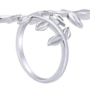 14K White Gold Plated 925 Sterling Silver Oliva Leaf Fashion Ring For Women Ring Size-6