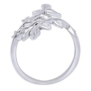 14K White Gold Plated 925 Sterling Silver Oliva Leaf Fashion Ring For Women Ring Size-6