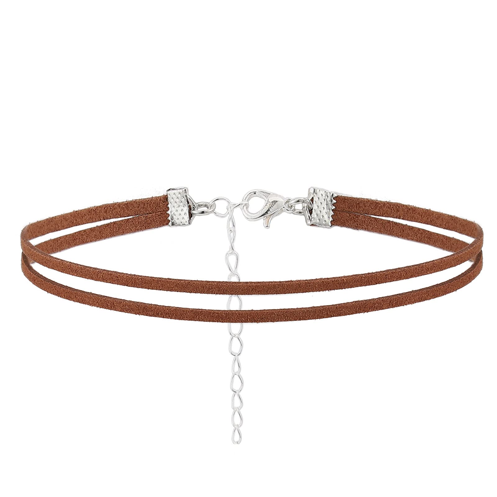 Olbye Layering Leather Necklace Brown Faux Leather Choker Necklace Personal Everyday Necklace Jewelry for Women (Brown)